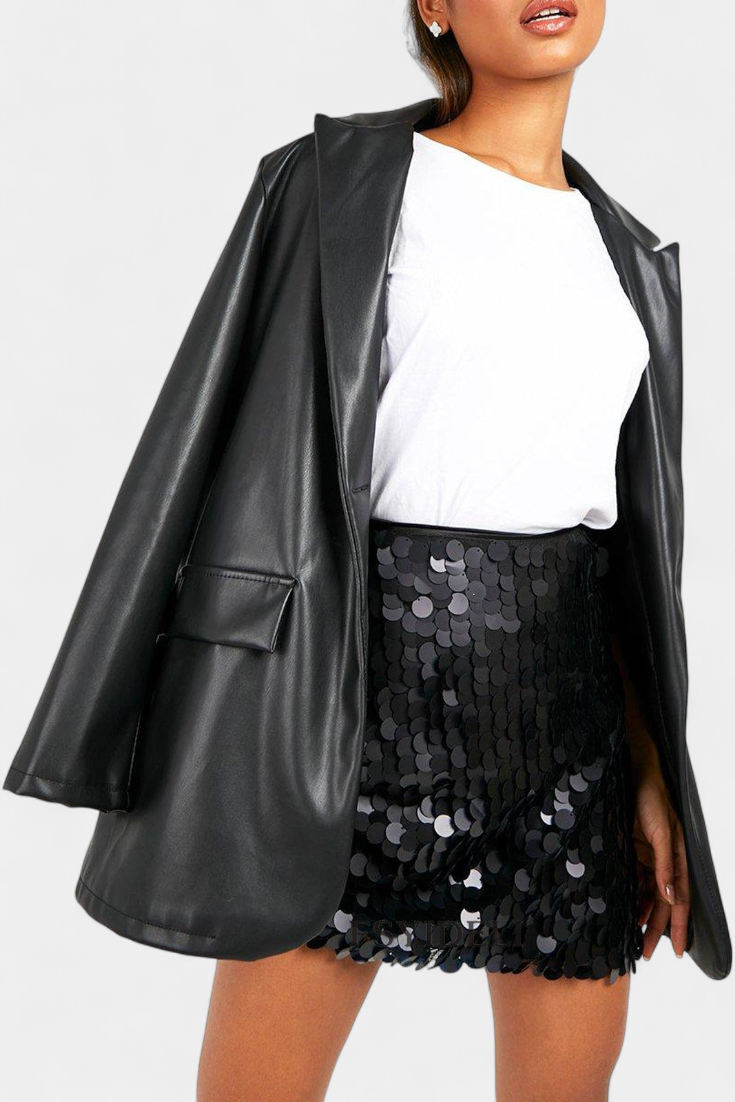 Ángela™ | Falda Mini de Lentejuelas en Negro, Dorado o Plata