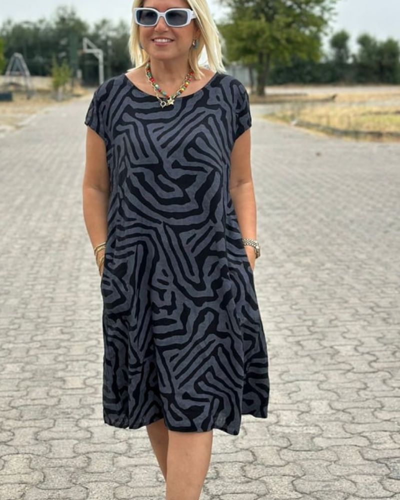 Celia™ | Vestido con cuello redondo y estampado