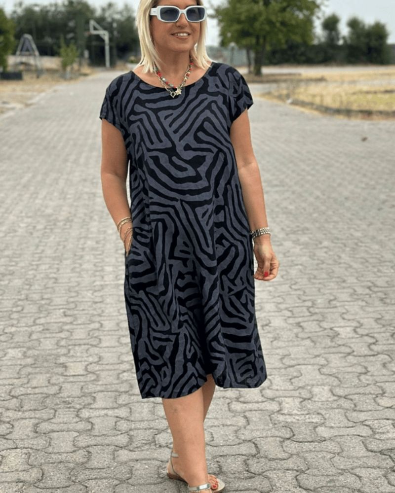 Celia™ | Vestido con cuello redondo y estampado