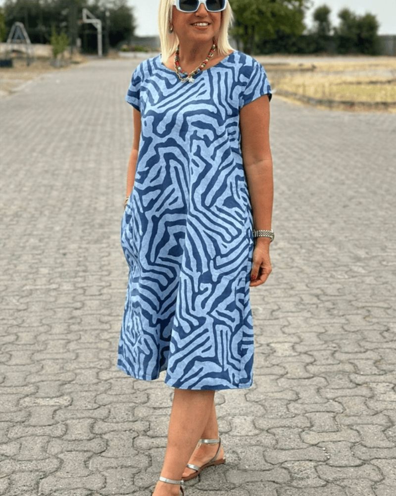 Celia™ | Vestido con cuello redondo y estampado