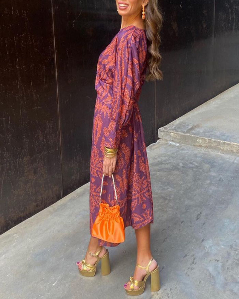Alessia™ – Vestido Midi Elegante con Estampado de Encanto Atemporal