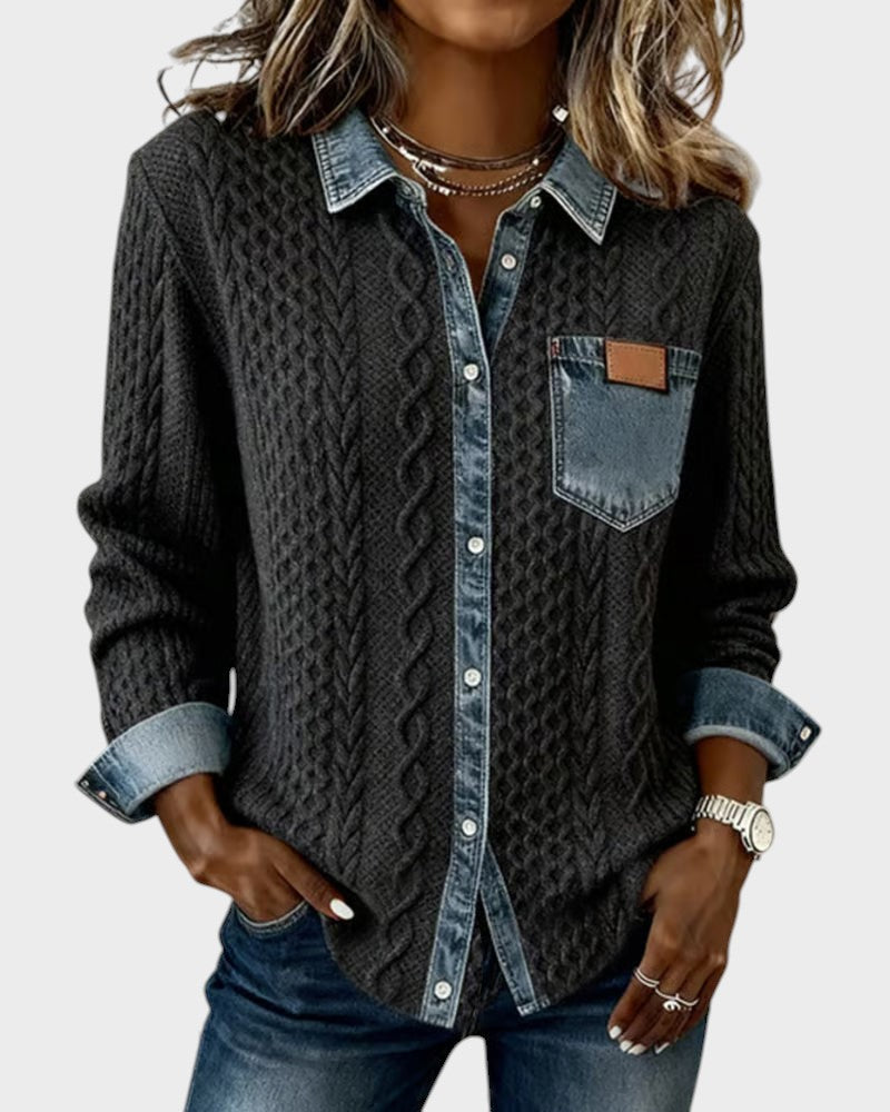 Carla™ | Camisa elegante con detalles denim