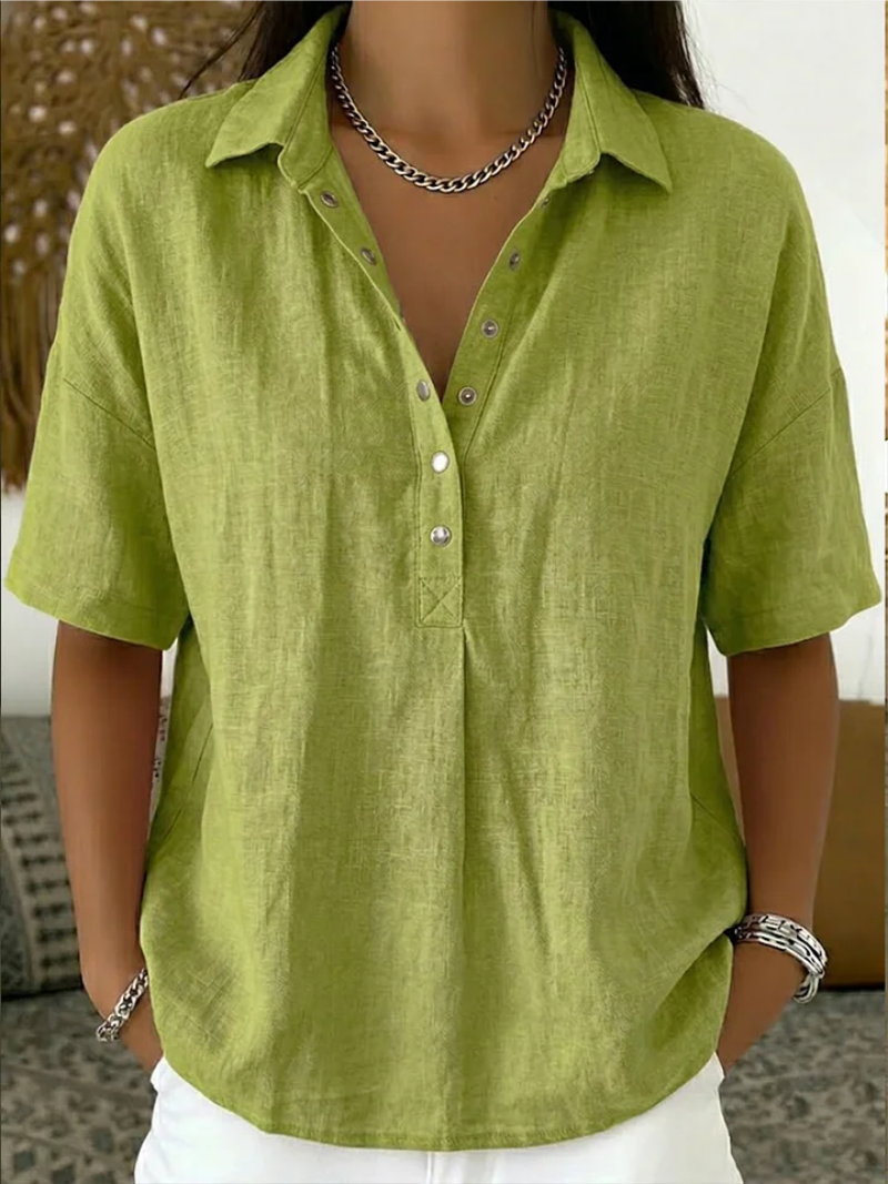 Camila™ | Blusa con cuello y detalle de botones