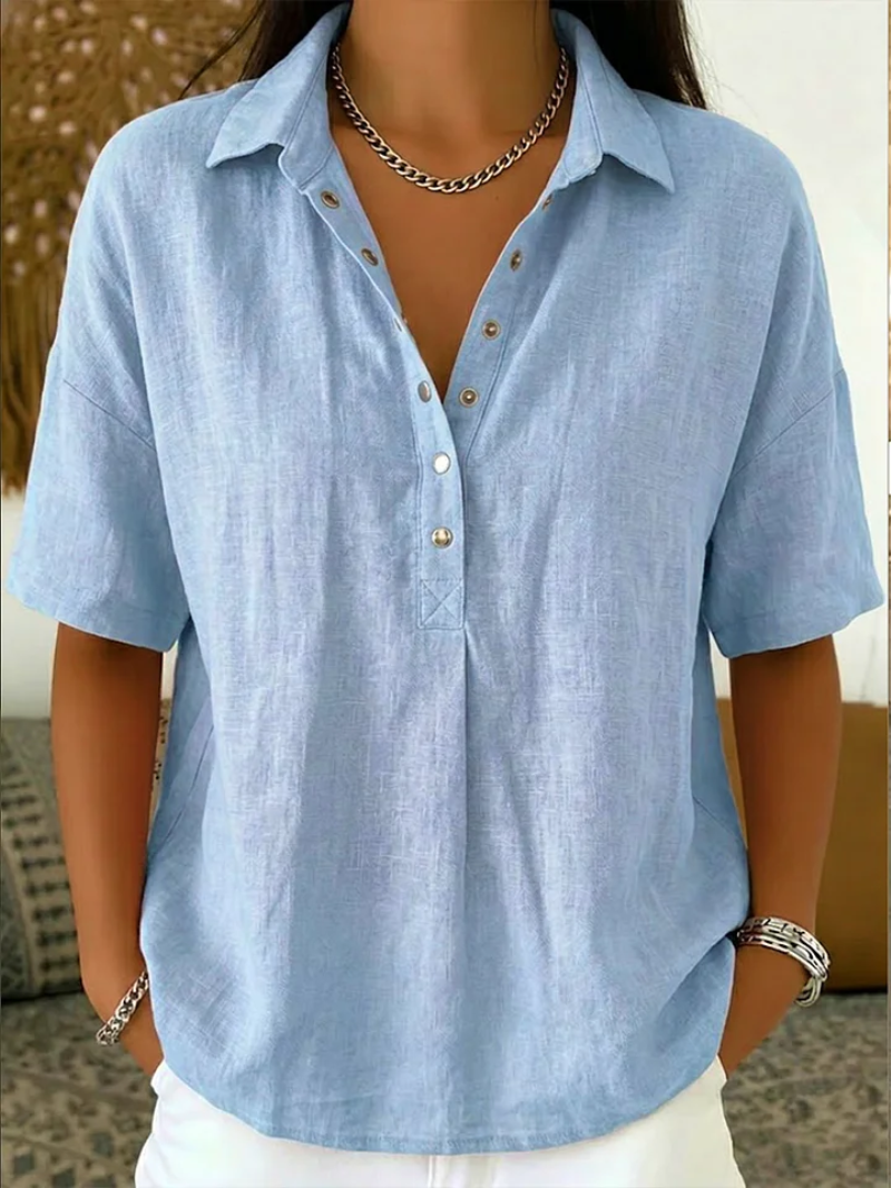 Camila™ | Blusa con cuello y detalle de botones