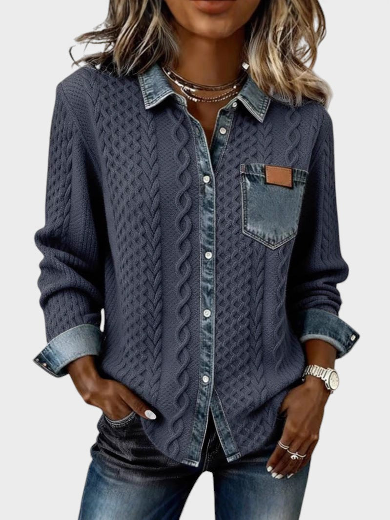 Carla™ | Camisa elegante con detalles denim