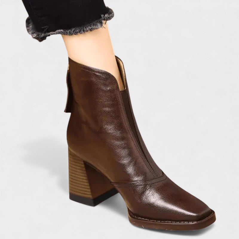 Adriana™ | Botines de cuero cómodos de caña al tobillo