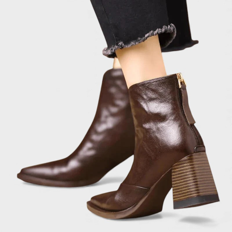 Adriana™ | Botines de cuero cómodos de caña al tobillo