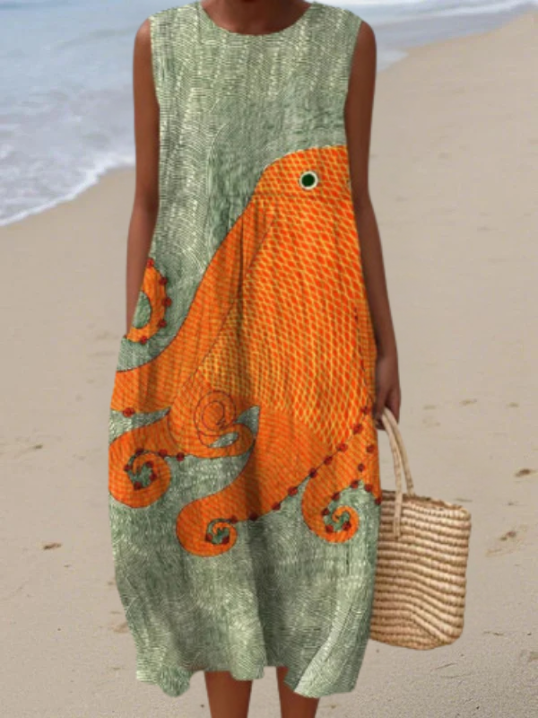 Marina™ | Vestido midi oceánico
