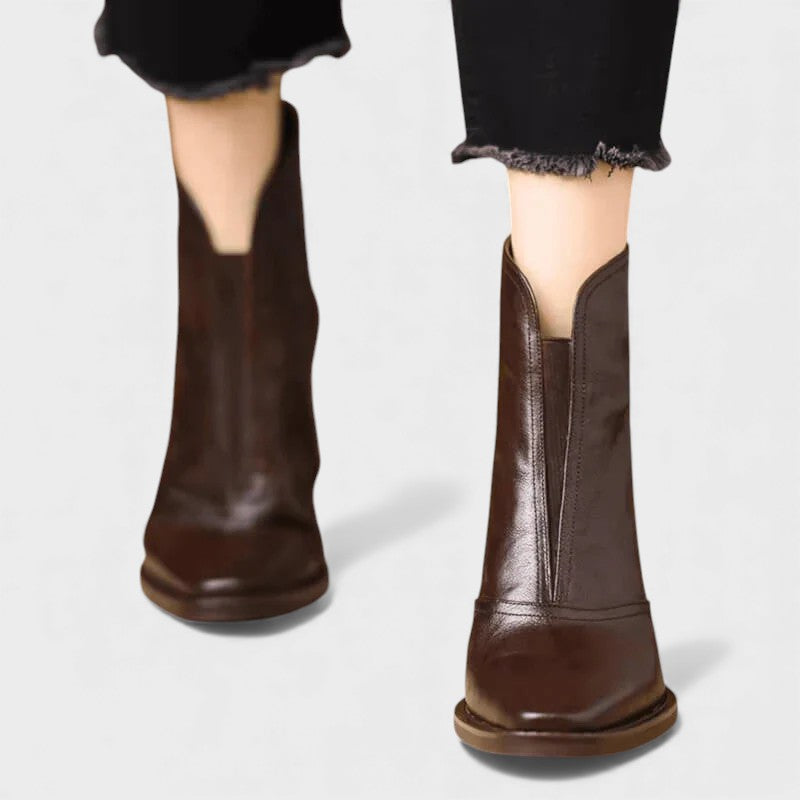 Adriana™ | Botines de cuero cómodos de caña al tobillo