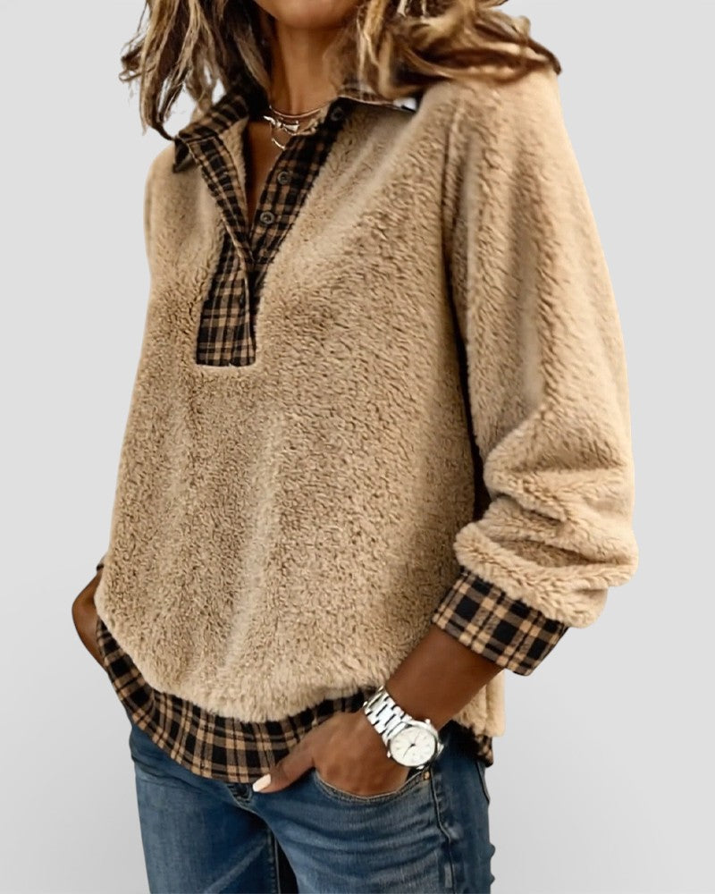 Isabela™| Jersey con detalle de cuadros