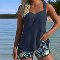 Nuria™ | Tankini de rayas con pantalón corto