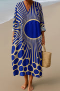 Sienna™ | Vestido midi arte solar azul