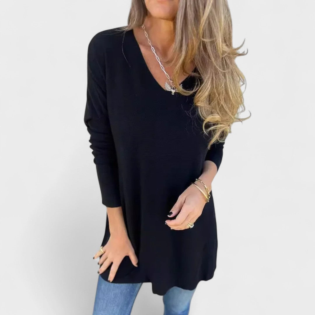 Mirela™| Túnica de punto relajada con cuello