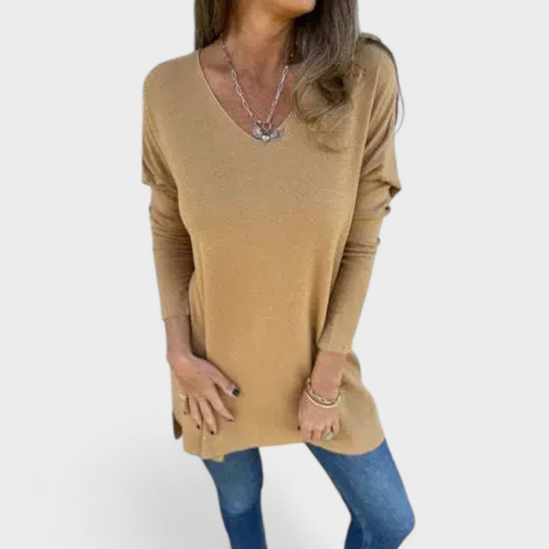 Mirela™| Túnica de punto relajada con cuello