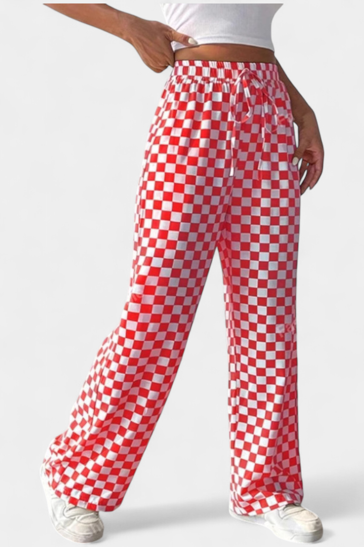 Teresa™ | Pantalones de Pierna Ancha con Estampado a Cuadros