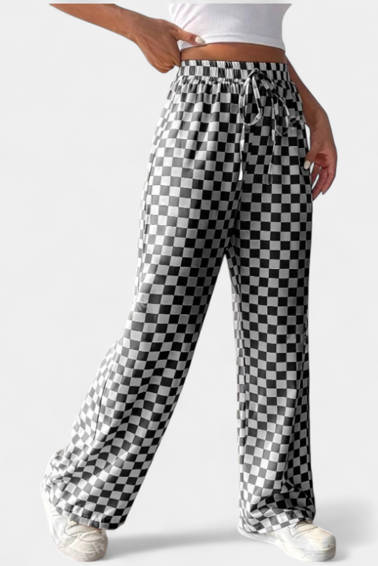 Teresa™ | Pantalones de Pierna Ancha con Estampado a Cuadros