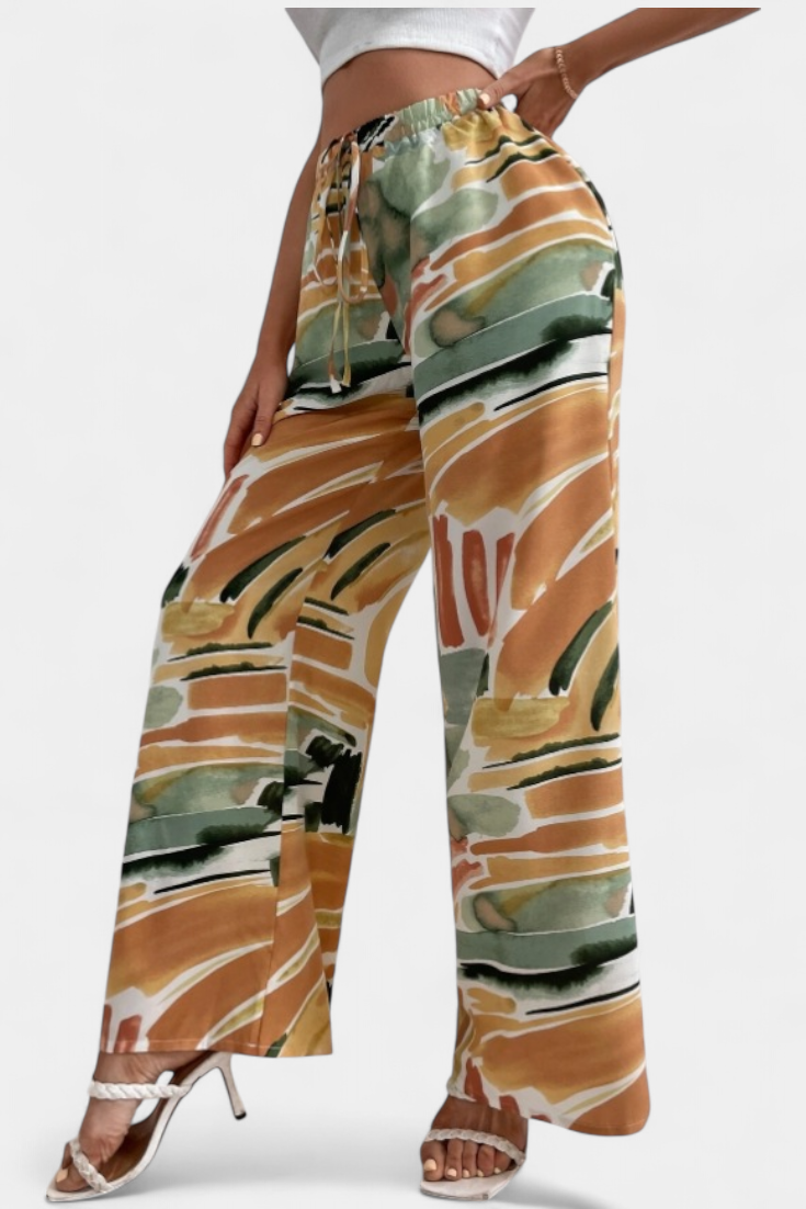 Daniela™ | Pantalones de Pierna Ancha con Estampado Abstracto